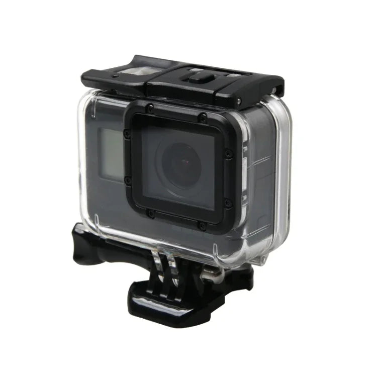 غطاء واقي مقاوم للماء لكاميرا GoPro HERO6 /5 + غطاء خلفي مجوف مع مشبك حامل أساسي وبرغي، غطاء مقاوم للماء