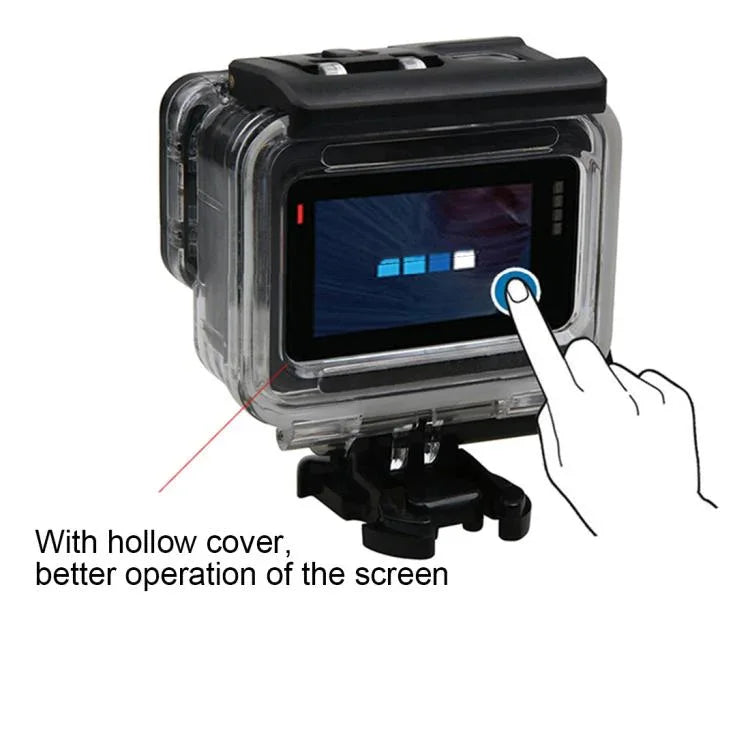 غطاء واقي مقاوم للماء لكاميرا GoPro HERO6 /5 + غطاء خلفي مجوف مع مشبك حامل أساسي وبرغي، غطاء مقاوم للماء