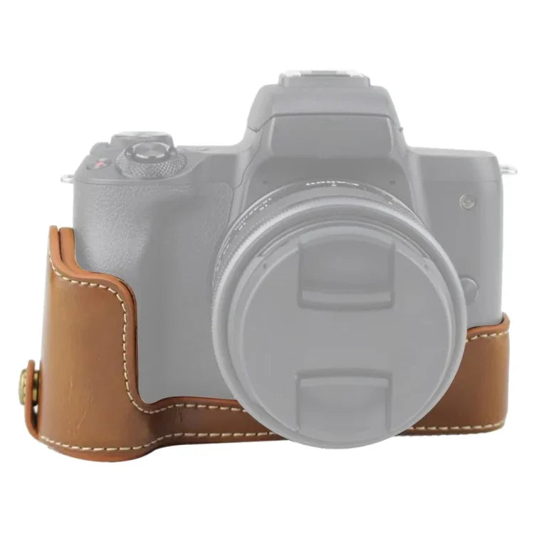 قاعدة غلاف كاميرا نصفية من جلد PU بخيط 1/4 بوصة لكاميرا كانون EOS M50 / M50 Mark II، لكاميرا كانون EOS M50
