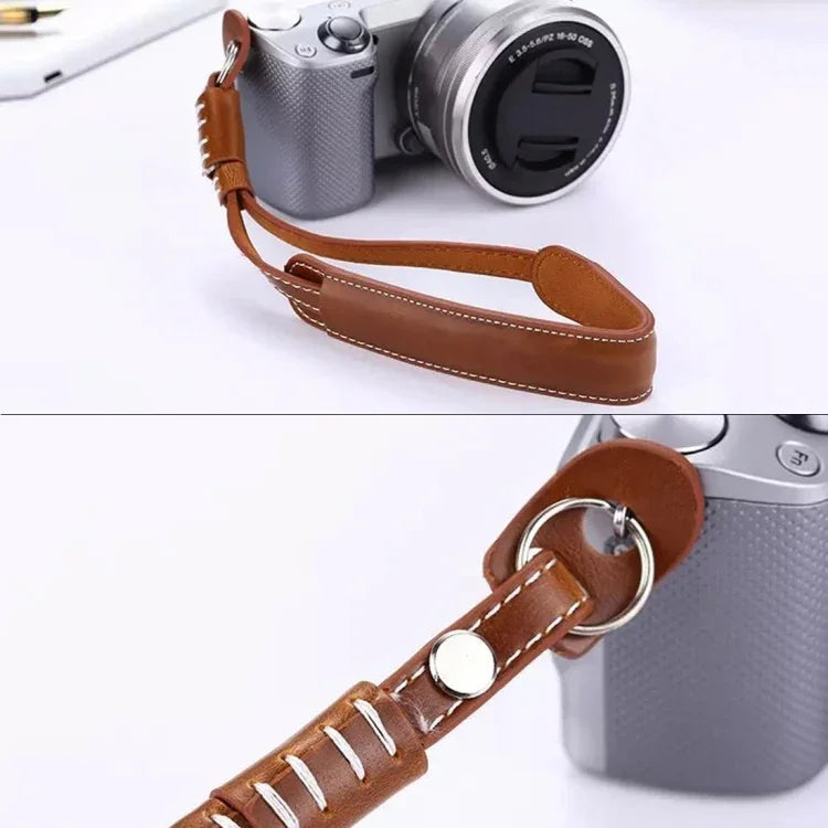 حزام يد من الجلد الصناعي مع قبضة لمعصم اليد لكاميرات SLR / DSLR