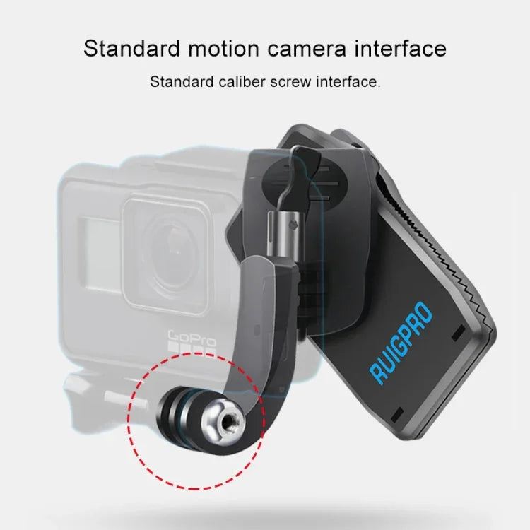 RUIGPRO حامل مشبك دوار 360 درجة على شكل J مع مسمار لتثبيت كاميرات GoPro HERO9 Black / HERO8 Black / HERO7 /6 /5، DJI Osmo Action، Xiaoyi وكاميرات الحركة الأخرى