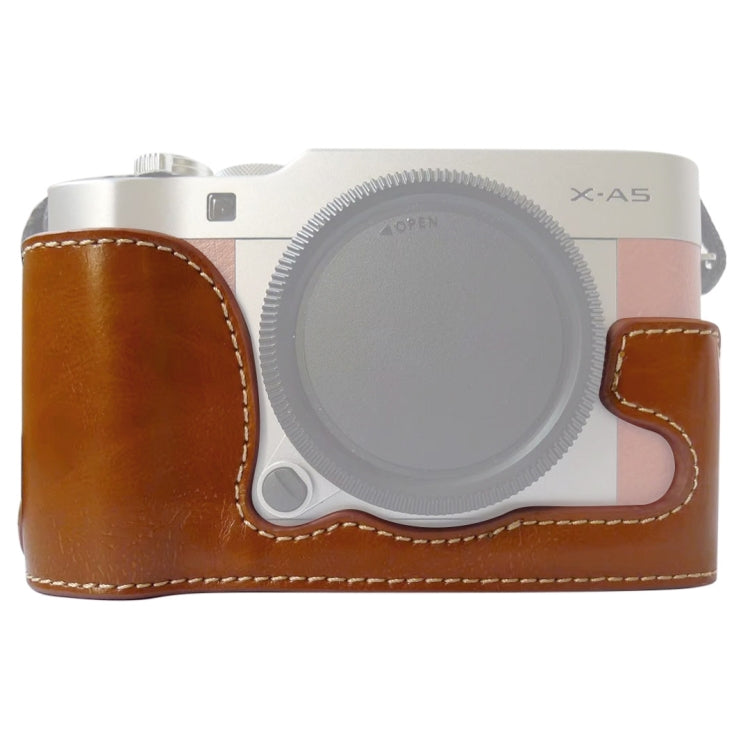 قاعدة نصف غطاء كاميرا من جلد PU بخيط 1/4 بوصة لكاميرا FUJIFILM X-A5 / X-A20، لـ FUJIFILM XA5
