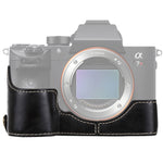 قاعدة نصف غطاء كاميرا من جلد PU بخيط 1/4 بوصة لكاميرا Sony ILCE-A9 / A9 / A7RIII، لـ Sony A9