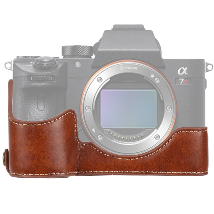 قاعدة نصف غطاء كاميرا من جلد PU بخيط 1/4 بوصة لكاميرا Sony ILCE-A9 / A9 / A7RIII، لـ Sony A9
