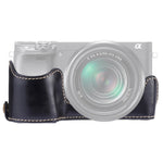 قاعدة نصف غطاء كاميرا من جلد PU بخيط 1/4 بوصة لكاميرا Sony A6400 / ILCE-A6400، لـ Sony A6400