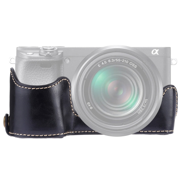 قاعدة نصف غطاء كاميرا من جلد PU بخيط 1/4 بوصة لكاميرا Sony A6400 / ILCE-A6400، لـ Sony A6400
