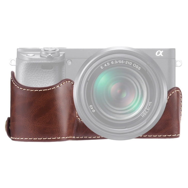 قاعدة نصف غطاء كاميرا من جلد PU بخيط 1/4 بوصة لكاميرا Sony A6400 / ILCE-A6400، لـ Sony A6400