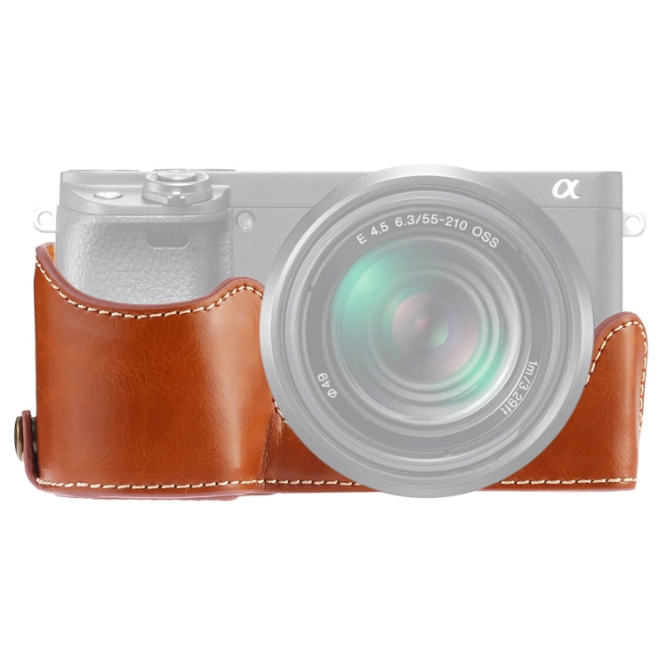 قاعدة نصف غطاء كاميرا من جلد PU بخيط 1/4 بوصة لكاميرا Sony A6400 / ILCE-A6400، لـ Sony A6400