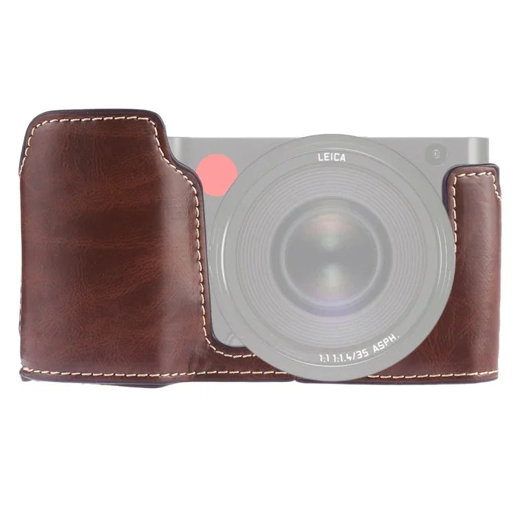 قاعدة نصف غطاء كاميرا من جلد PU بخيط 1/4 بوصة لكاميرا Leica TL (Typ 701)، لـ Leica T701