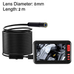 P20 شاشة عرض 4.3 بوصة منظار داخلي HD1080P مع 8 مصابيح LED، الطول: 2m، قطر العدسة: 8mm، سلك صلب، الطول: 2m، سلك صلب