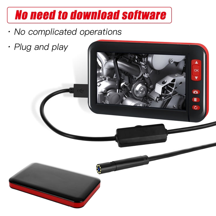 P20 شاشة عرض 4.3 بوصة منظار داخلي HD1080P مع 8 مصابيح LED، الطول: 2m، قطر العدسة: 8mm، سلك صلب، الطول: 2m، سلك صلب