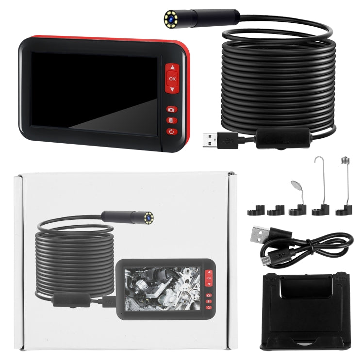 P20 شاشة عرض 4.3 بوصة منظار داخلي HD1080P مع 8 مصابيح LED، الطول: 10m، قطر العدسة: 8mm، سلك صلب، الطول: 10m، سلك صلب