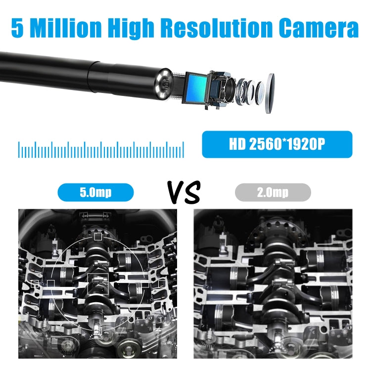F220 كاميرا منظار داخلي HD 5.0MP بقطر 5.5mm مع WIFI و6 مصابيح LED، الطول: 5m، الطول: 5m
