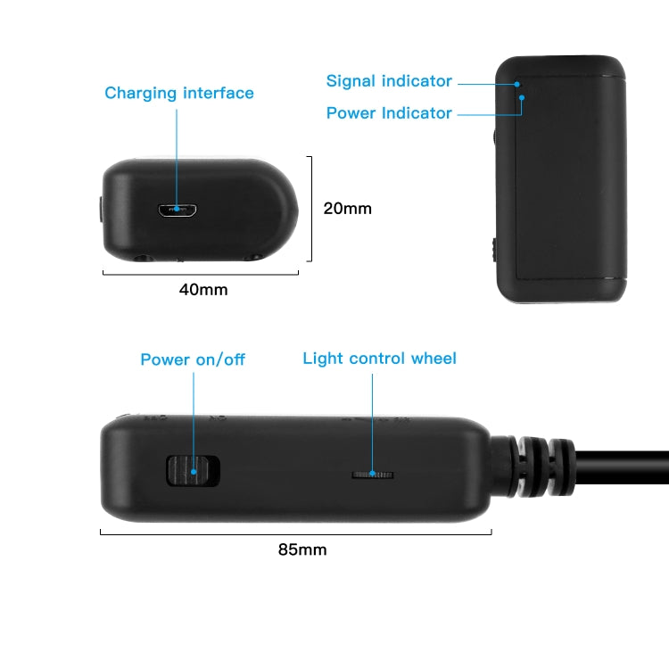F220 كاميرا منظار داخلي HD 5.0MP بقطر 5.5mm مع WIFI و6 مصابيح LED، الطول: 5m، الطول: 5m