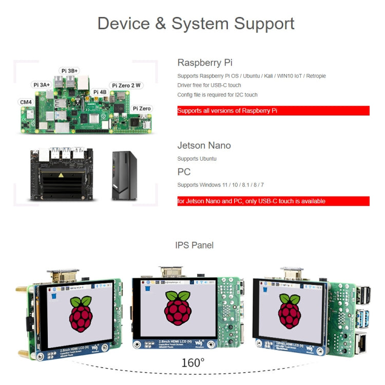 شاشة LCD Waveshare بحجم 2.8 بوصة بدقة 480x640 HDMI IPS (H) شاشة كاملة الترقيم