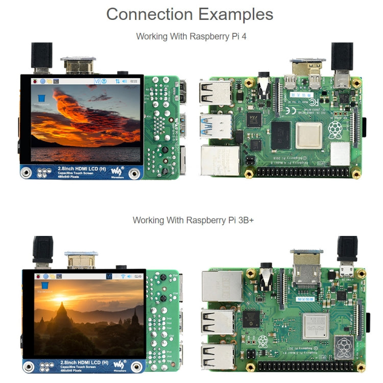 شاشة LCD Waveshare بحجم 2.8 بوصة بدقة 480x640 HDMI IPS (H) شاشة كاملة الترقيم