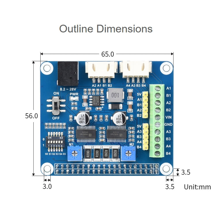 لوحة محرك خطوة Waveshare HRB8825 لـ Raspberry Pi، تشغل محركي خطوة، حتى 1/32 ميكروستيبينغ