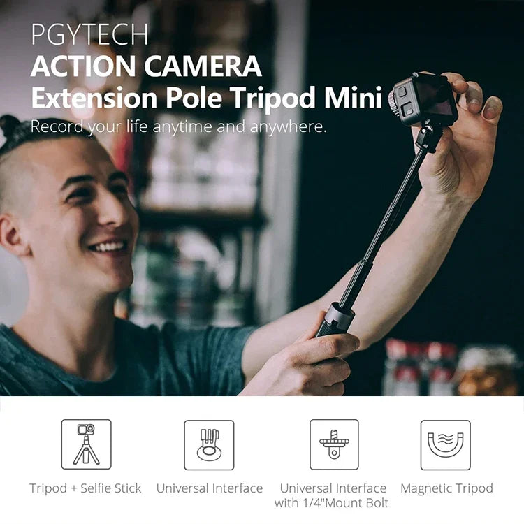 عصا سيلفي تمديد حامل ثلاثي الأرجل لكاميرا الحركة PGYTECH P-GM-117 لكاميرا DJI Osmo Action، P-GM-117