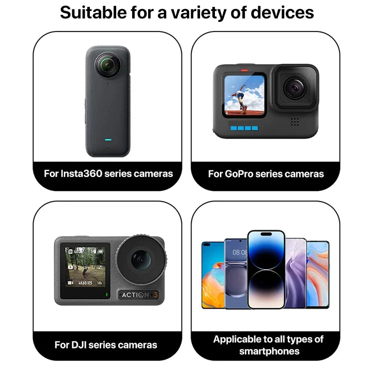 ذراع تمديد قبضة من الألمنيوم لكاميرات الحركة GoPro، Insta360، DJI وغيرها