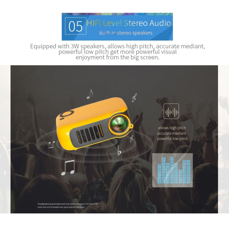 جهاز عرض محمول A2000 بسطوع 800 لومن وشاشة LCD لمسرح منزلي، يدعم 1080P، قابس الاتحاد الأوروبي