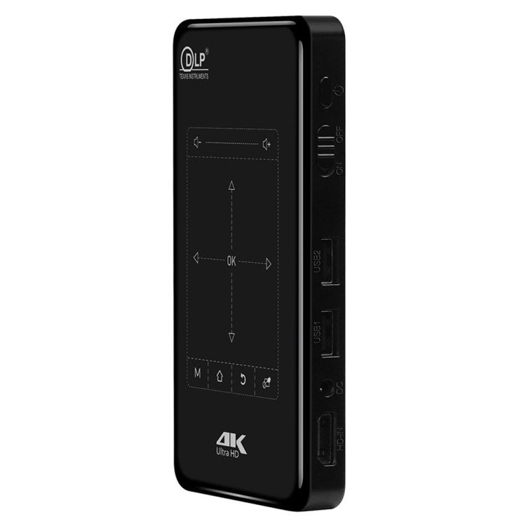 جهاز عرض ذكي محمول P09 بدقة 4K Ultra HD مع تحكم عن بعد بالأشعة تحت الحمراء، معالج Amlogic S905X رباعي النواة A53 بسرعة تصل إلى 1.5 جيجاهرتز، أندرويد 6.0، 1 جيجابايت + 8 جيجابايت، يدعم WiFi 2.4G/5G، بلوتوث، بطاقة TF
