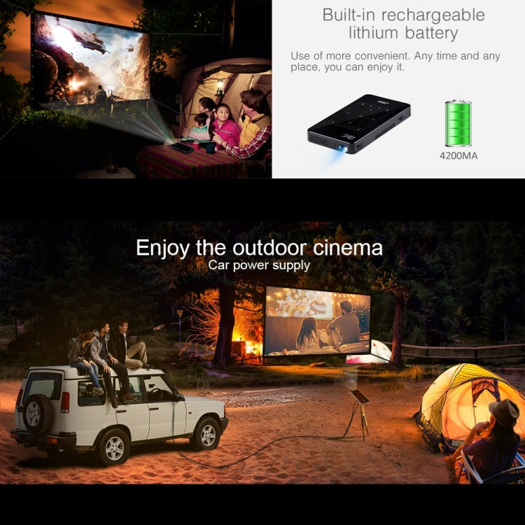 جهاز عرض ذكي محمول P09 بدقة 4K Ultra HD مع تحكم عن بعد بالأشعة تحت الحمراء، معالج Amlogic S905X رباعي النواة A53 بسرعة تصل إلى 1.5 جيجاهرتز، أندرويد 6.0، 1 جيجابايت + 8 جيجابايت، يدعم WiFi 2.4G/5G، بلوتوث، بطاقة TF