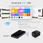 جهاز عرض ذكي محمول P09 بدقة 4K Ultra HD مع تحكم عن بعد بالأشعة تحت الحمراء، معالج Amlogic S905X رباعي النواة A53 بسرعة تصل إلى 1.5 جيجاهرتز، أندرويد 6.0، 1 جيجابايت + 8 جيجابايت، يدعم WiFi 2.4G/5G، بلوتوث، بطاقة TF