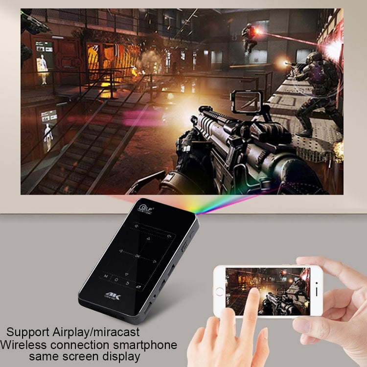 جهاز عرض ذكي محمول P09 بدقة 4K Ultra HD مع تحكم عن بعد بالأشعة تحت الحمراء، معالج Amlogic S905X رباعي النواة A53 بسرعة تصل إلى 1.5 جيجاهرتز، أندرويد 6.0، 1 جيجابايت + 8 جيجابايت، يدعم WiFi 2.4G/5G، بلوتوث، بطاقة TF