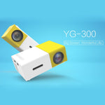 جهاز عرض LED YG-300 بقياس 0.8-2 متر، 24-60 بوصة، 400-600 لومن، مسرح منزلي عالي الدقة مع كابل تحويل فيديو 3 في 1 وجهاز تحكم عن بعد، الحجم: 12.6 × 8.6 × 4.6 سم، قابس أوروبي