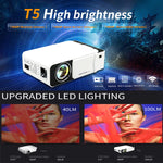 جهاز عرض ذكي T5 100 لومن ANSI بدقة 1024x600 بتقنية LED+LCD، يدعم HDMI / بطاقة SD / 2 × USB / صوت 3.5 مم، نسخة نفس الشاشة، نسخة نفس الشاشة