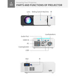 جهاز عرض ذكي T5 100 لومن ANSI بدقة 1024x600 بتقنية LED+LCD، يدعم HDMI / بطاقة SD / 2 × USB / صوت 3.5 مم، نسخة نفس الشاشة، نسخة نفس الشاشة