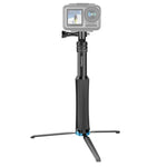 RUIGPRO حامل ثلاثي القوائم يدوي قطعة واحدة عصا سيلفي تلسكوبية لمثبت أحادي لـ GoPro، Insta360، DJI وكاميرات الحركة الأخرى، أسود