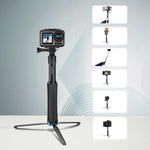 RUIGPRO حامل ثلاثي القوائم يدوي قطعة واحدة عصا سيلفي تلسكوبية لمثبت أحادي لـ GoPro، Insta360، DJI وكاميرات الحركة الأخرى، أسود