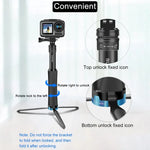 RUIGPRO حامل ثلاثي القوائم يدوي قطعة واحدة عصا سيلفي تلسكوبية لمثبت أحادي لـ GoPro، Insta360، DJI وكاميرات الحركة الأخرى، أسود