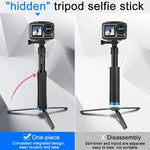 RUIGPRO حامل ثلاثي القوائم يدوي قطعة واحدة عصا سيلفي تلسكوبية لمثبت أحادي لـ GoPro، Insta360، DJI وكاميرات الحركة الأخرى، أسود