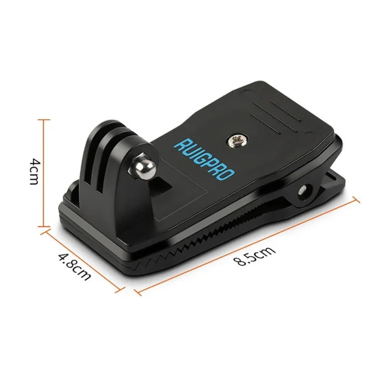 RUIGPRO مشبك تثبيت دوار بزاوية 360 درجة لحقيبة الظهر مع مسمار لـ GoPro، Insta360، DJI وكاميرات الحركة الأخرى، مشبك دوار 360 درجة
