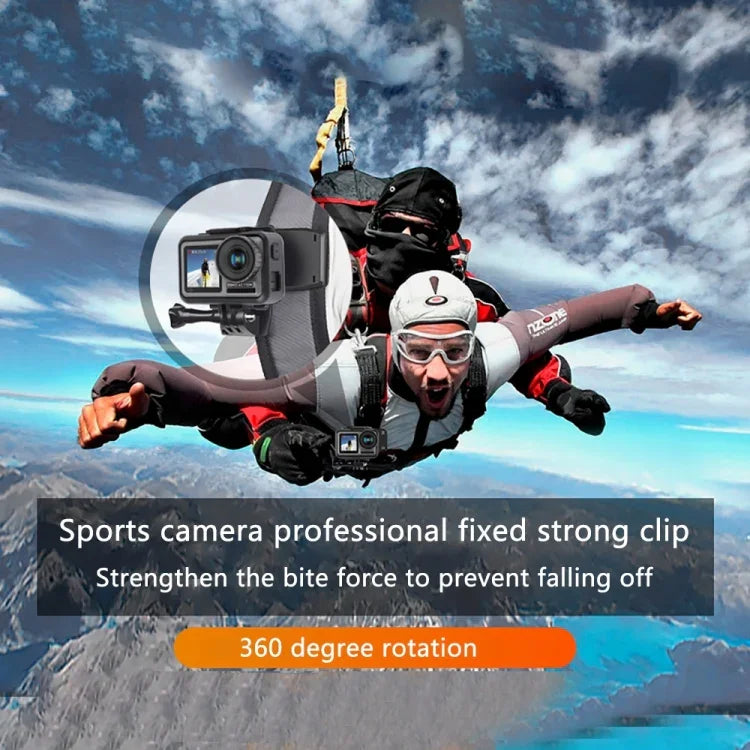 RUIGPRO مشبك تثبيت دوار بزاوية 360 درجة لحقيبة الظهر مع مسمار لـ GoPro، Insta360، DJI وكاميرات الحركة الأخرى، مشبك دوار 360 درجة
