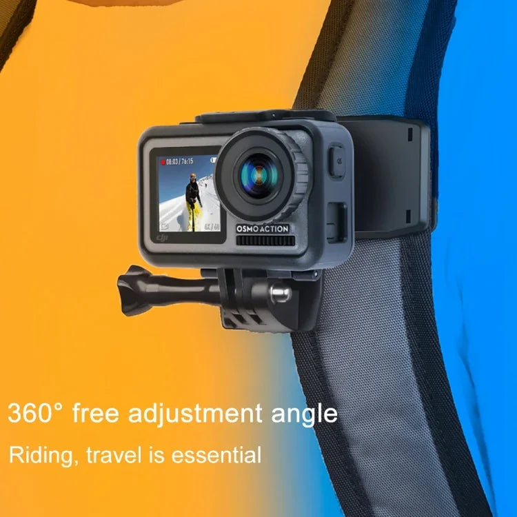RUIGPRO مشبك تثبيت دوار بزاوية 360 درجة لحقيبة الظهر مع مسمار لـ GoPro، Insta360، DJI وكاميرات الحركة الأخرى، مشبك دوار 360 درجة