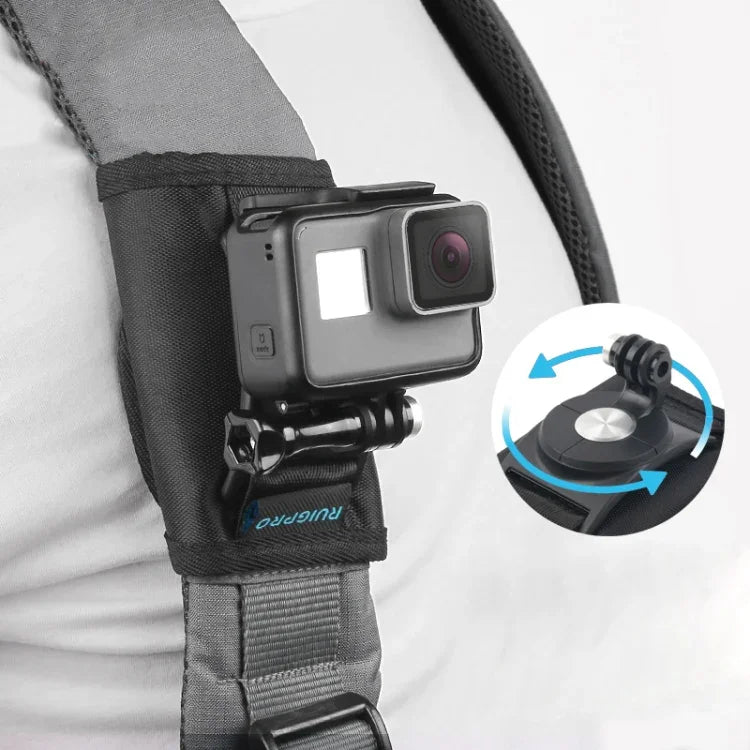 RUIGPRO مشبك تثبيت لحقيبة الظهر مع مسمار من نوع خطاف وحلقة لـ GoPro، Insta360، DJI وكاميرات الحركة الأخرى، مشبك خطاف وحلقة