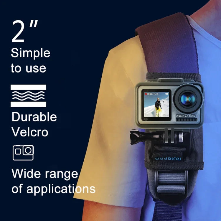 RUIGPRO مشبك تثبيت لحقيبة الظهر مع مسمار من نوع خطاف وحلقة لـ GoPro، Insta360، DJI وكاميرات الحركة الأخرى، مشبك خطاف وحلقة