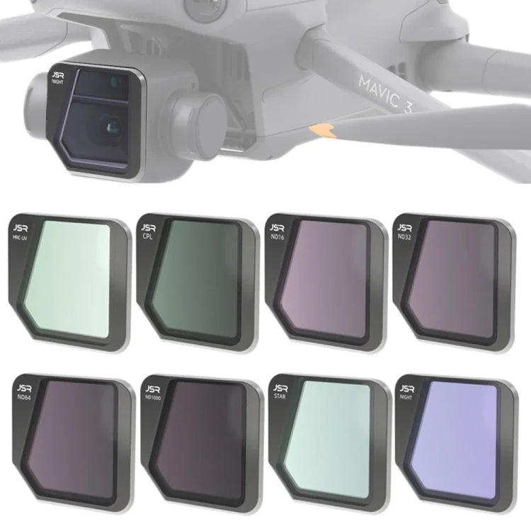 فلتر عدسة JSR Drone 8 في 1 MCUV+CPL+ND16+32+64+1000+STAR+NIGHT لطائرة DJI Mavic 3، MCUV+CPL+ND16+32+64+1000+STAR+NIGHT