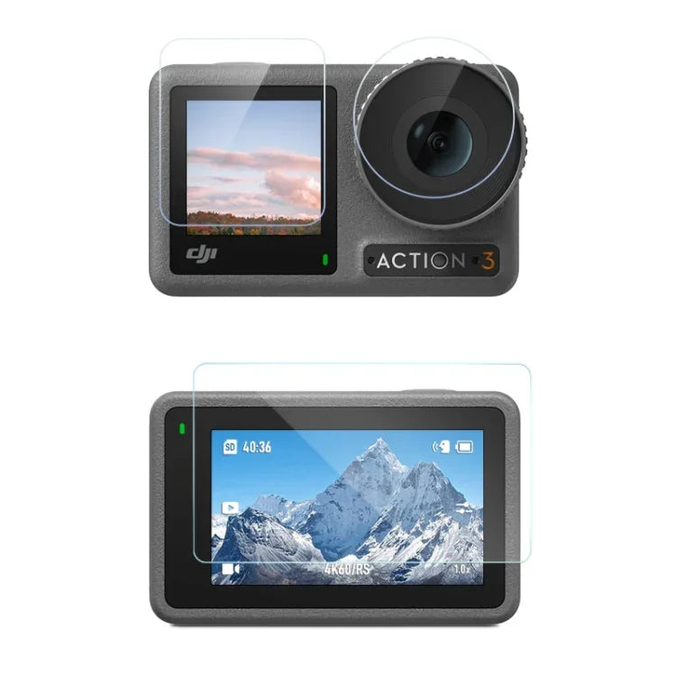 فيلم حماية ماسي مقاوم للانفجار 3 في 1 للعدسة الأمامية والخلفية لجهاز DJI Osmo Action 3، لجهاز DJI Osmo Action 3