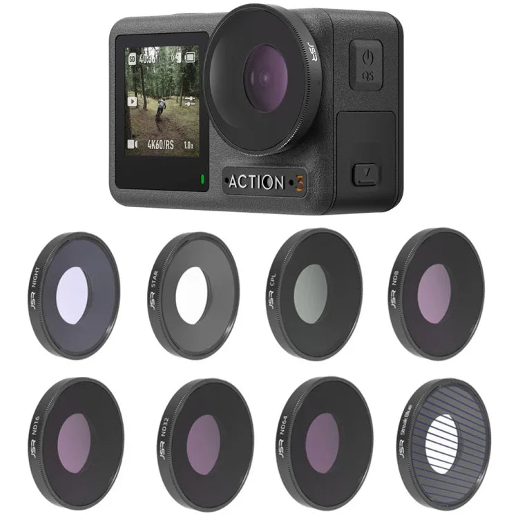 فلتر عدسة JSR 8 في 1 ستريك أزرق CPL ND8 ND16 ND32 ND64 STAR NIGHT لـ DJI Osmo Action 3، 8 في 1