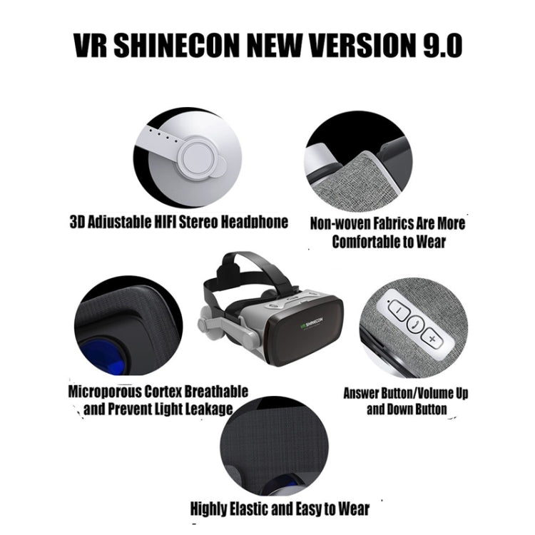 نظارات فيديو ثلاثية الأبعاد للواقع الافتراضي VR SHINECON G07E مناسبة لهواتف ذكية من 4.0 إلى 6.3 بوصة