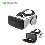 نظارات فيديو ثلاثية الأبعاد للواقع الافتراضي VR SHINECON G06E مناسبة لهواتف ذكية من 4.7 إلى 6.1 بوصة مع سماعة رأس، G06E