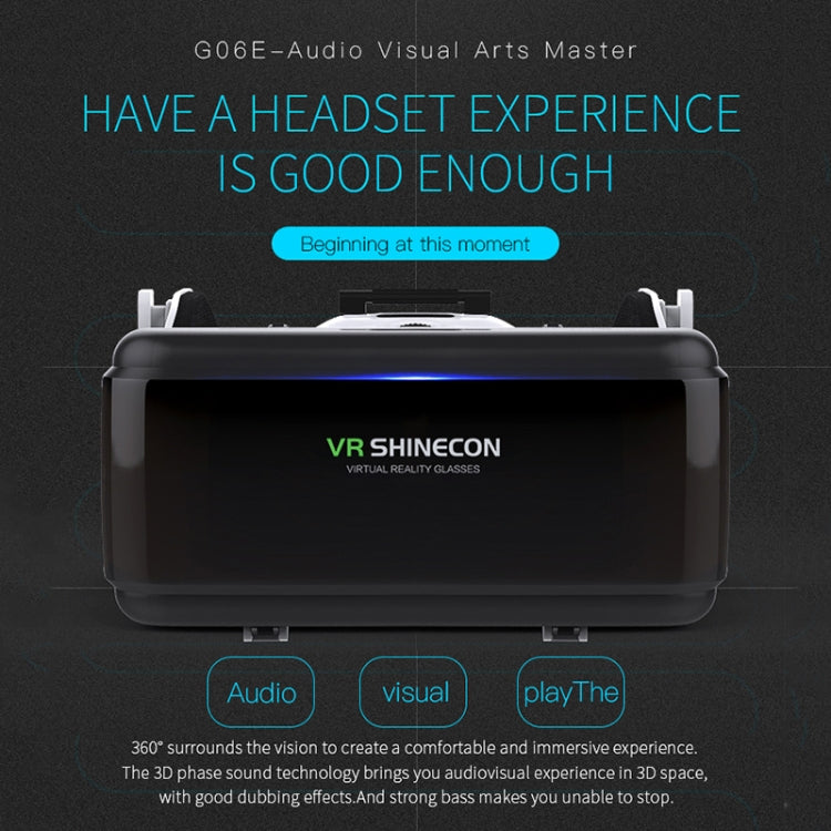 نظارات فيديو ثلاثية الأبعاد للواقع الافتراضي VR SHINECON G06E مناسبة لهواتف ذكية من 4.7 إلى 6.1 بوصة مع سماعة رأس، G06E