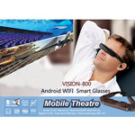 نظارات VISION-800 الذكية فائقة الدقة بنظام أندرويد 4.4 مع 1 جيجابايت + 2 جيجابايت ذاكرة، نظارات شبكية ثلاثية الأبعاد VR مع كاميرا 5.0 ميجابكسل، تدعم الواي فاي، البلوتوث، بطاقة TF، تسجيل الفيديو