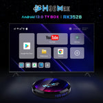 صندوق تلفاز ذكي H96 Max 8K Ultra HD بنظام أندرويد 13.0 مشغل وسائط مع جهاز تحكم عن بعد، رباعي النواة RK3528، 4GB+64GB، 4GB+64GB