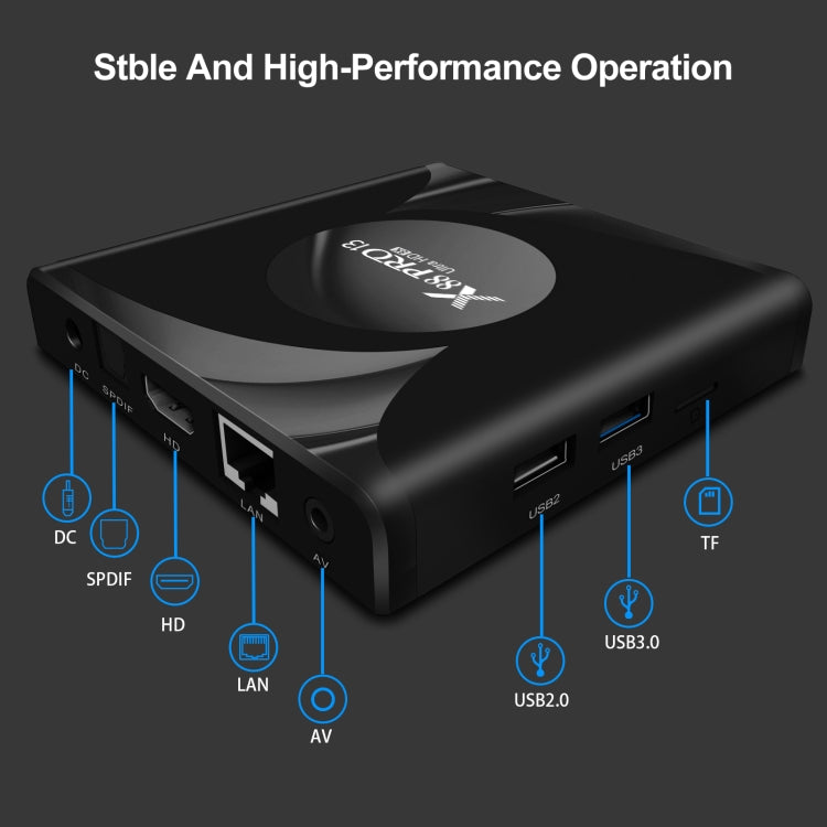 صندوق تلفاز ذكي X88 Pro 13 أندرويد 13.0 مع جهاز تحكم عن بعد، RK3528 رباعي النواة، 4G+64GB، 4G+64GB