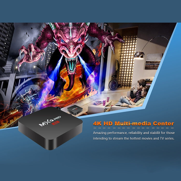 صندوق تلفاز ذكي MXQ PROi بدقة 1080P و4K مع جهاز تحكم عن بعد، أندرويد 7.1، رباعي النواة S905W Cortex-A53 بسرعة تصل إلى 2 جيجاهرتز، ذاكرة وصول عشوائي: 2 جيجابايت، ذاكرة تخزين داخلية: 16 جيجابايت، يدعم واي فاي، قابس بريطاني، 2GB+16GB، قابس بريطاني